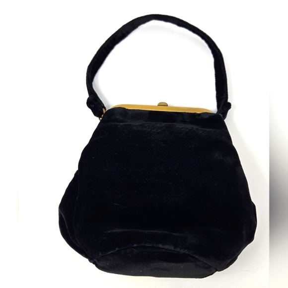VINTAGE HANDBAGS BY G.D.K. BLACK VELVET TOP HANDLE MINI BAG PURSE WOMEN ELEGANT - Picture 1 of 12